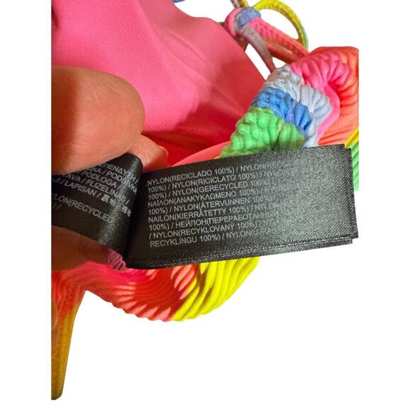 Hurley Women's Soft Waves Cutout Tie Back Bikini Top Boho Beach Size L Multi NWT - Picture 8 of 8